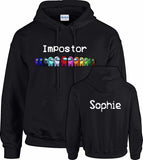 AMONG US IMPOSTOR PERSONALISED HOODY with NAME ON BACK