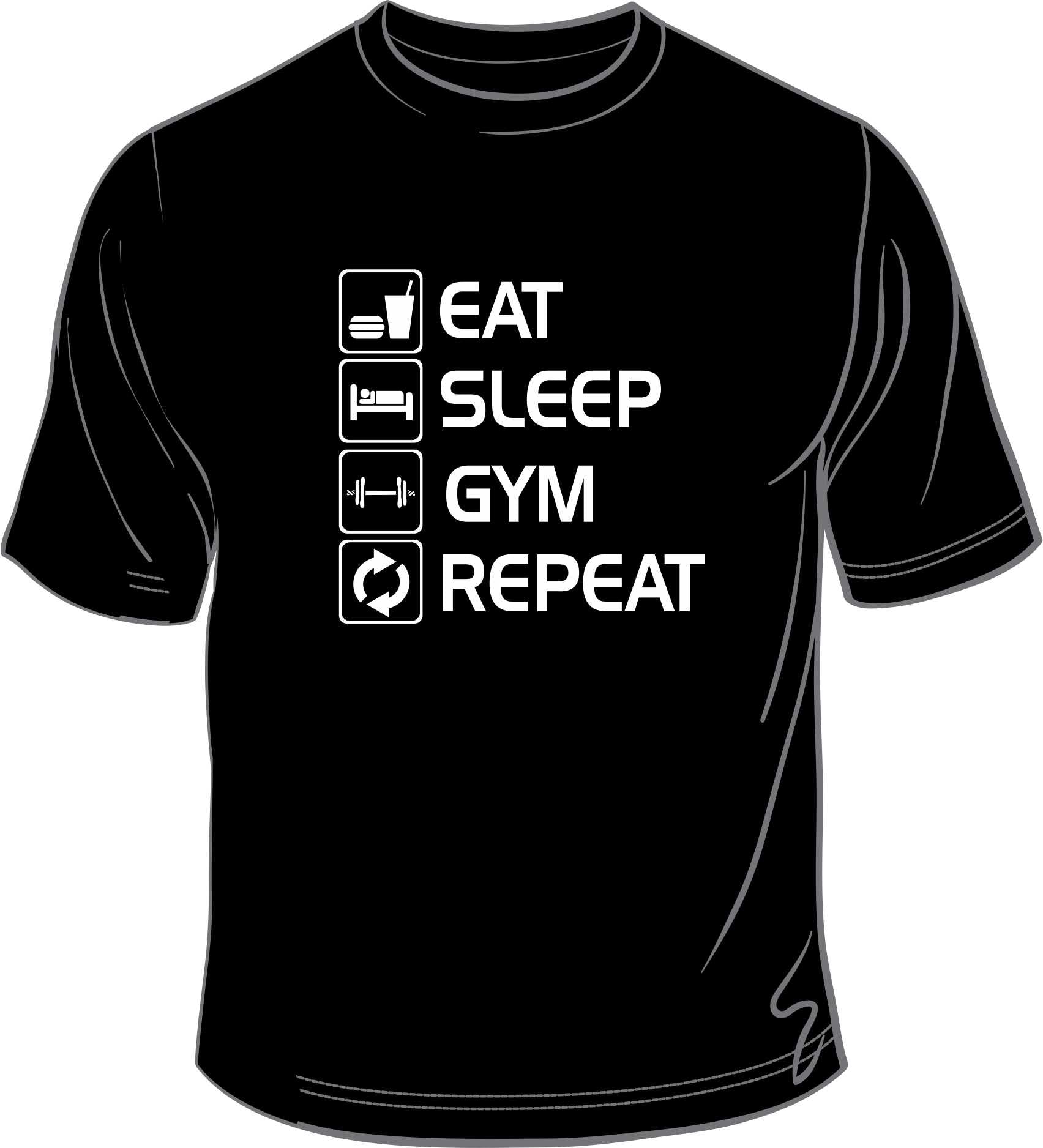 Eat Sleep Gym Repeat - Printed T-Shirt/Vest