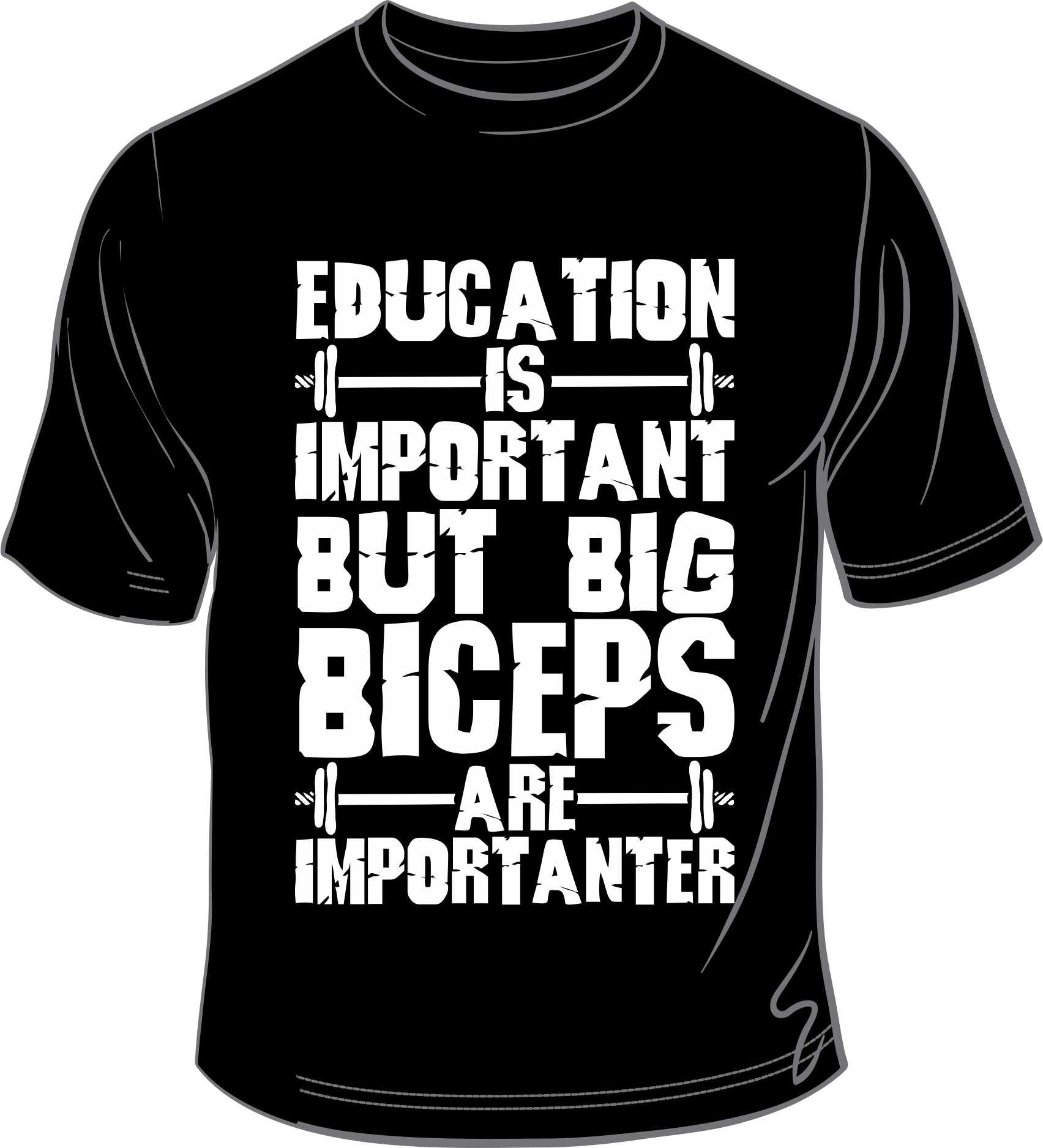 Education is Important But Big Biceps are IMPORTANTER - Gym Printed T-Shirt/Vest