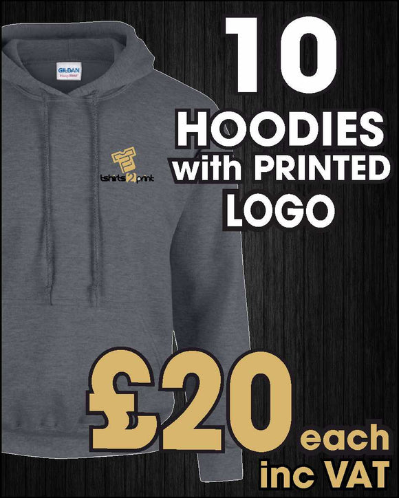 10 x Hoodies with PRINTED LOGO