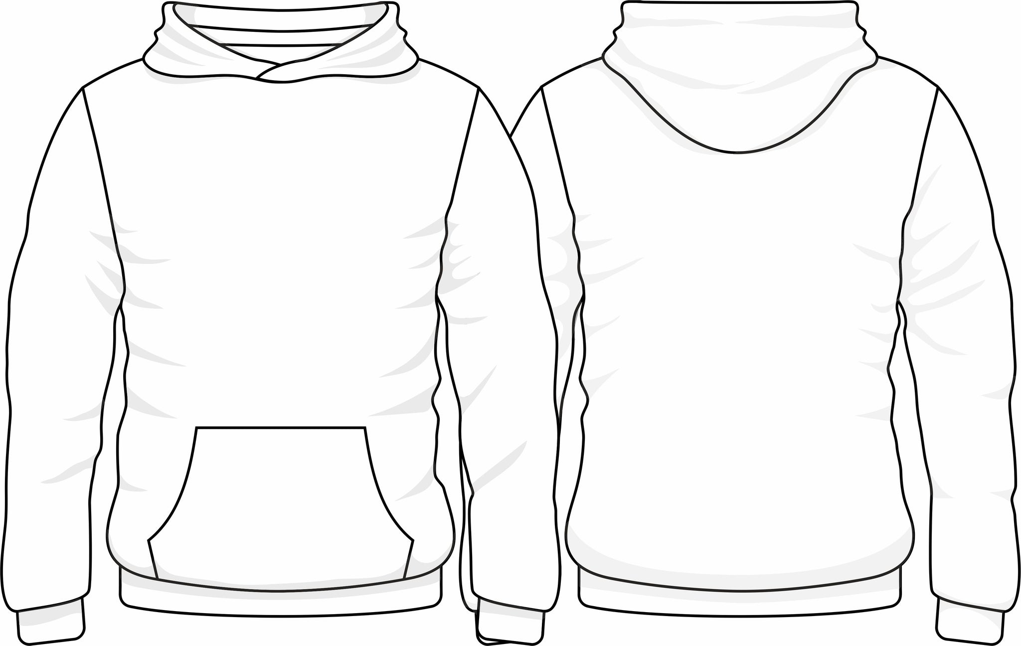 Front and sales back hoodie template