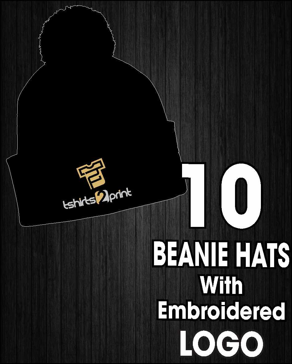 10 x BEANIES with Embroidered LOGO