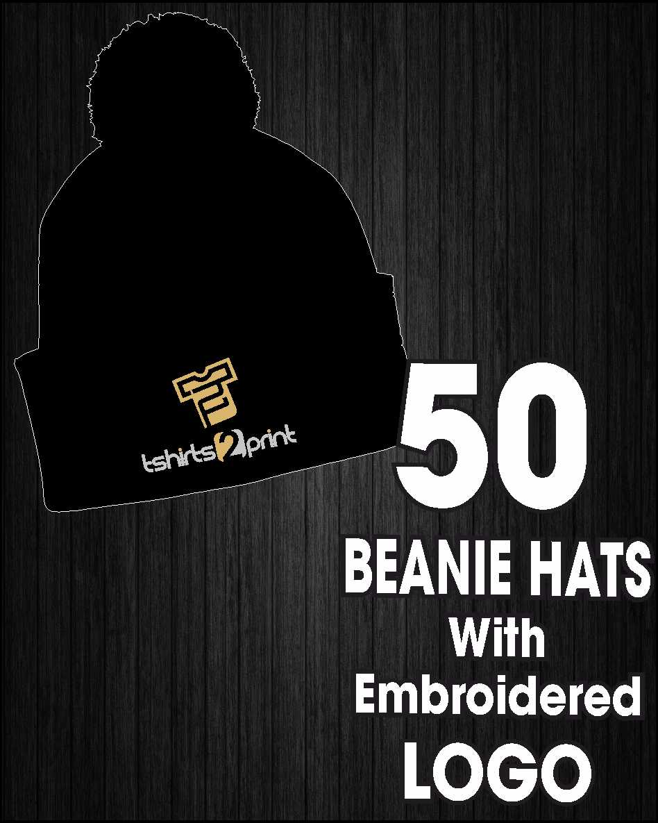 50 x BEANIES with Embroidered LOGO