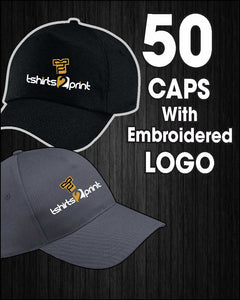 50 x CAPS with Embroidered LOGO