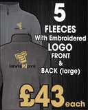 5 x Fleece Jackets with Embroidered LOGO on FRONT & BACK