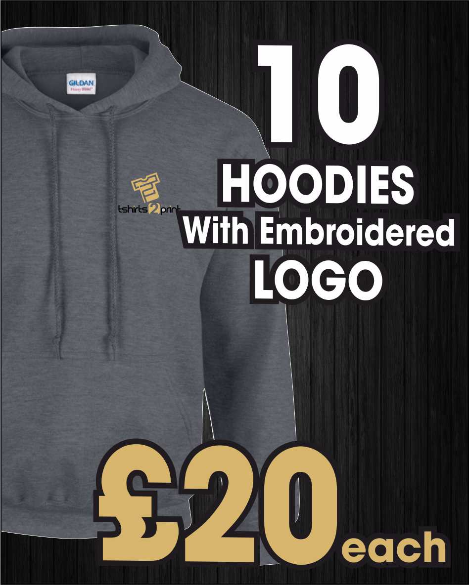 10 x Hoodies with Embroidered LOGO