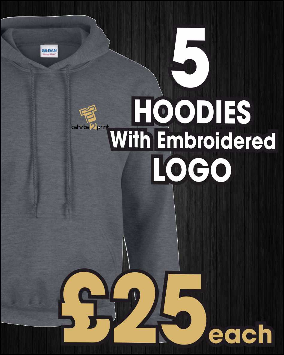 5 x Hoodies with Embroidered LOGO