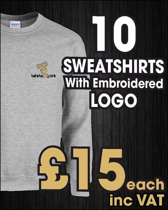 10 x Sweatshirts with Embroidered LOGO